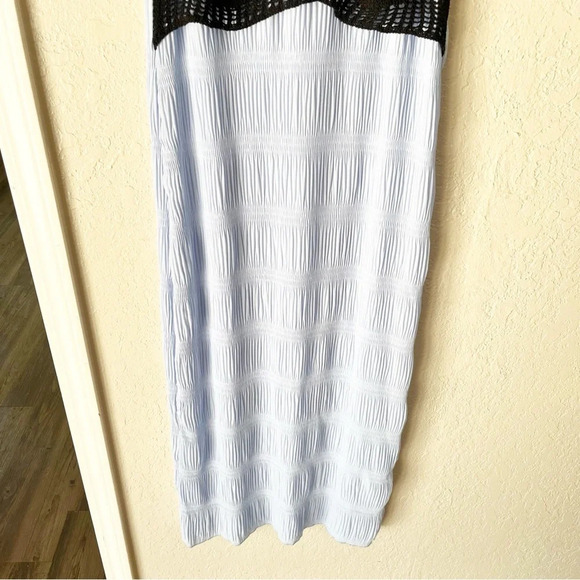 ZARA Grecian Crinkle Dress in Light Blue with Crochet Black S Blogger Fave - Picture 5 of 12